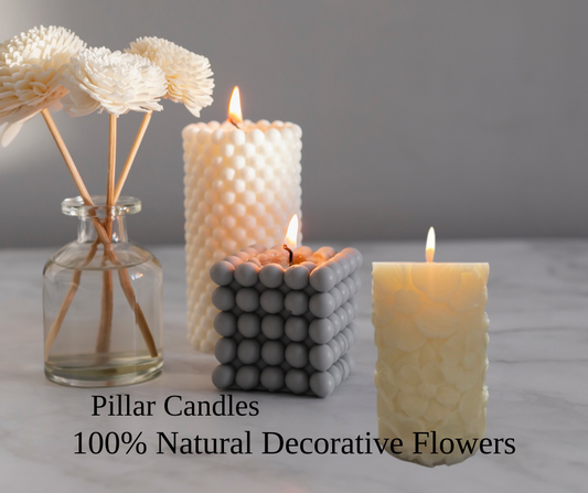 Sculptural Pillar Candles – 100% Natural 3 Styles