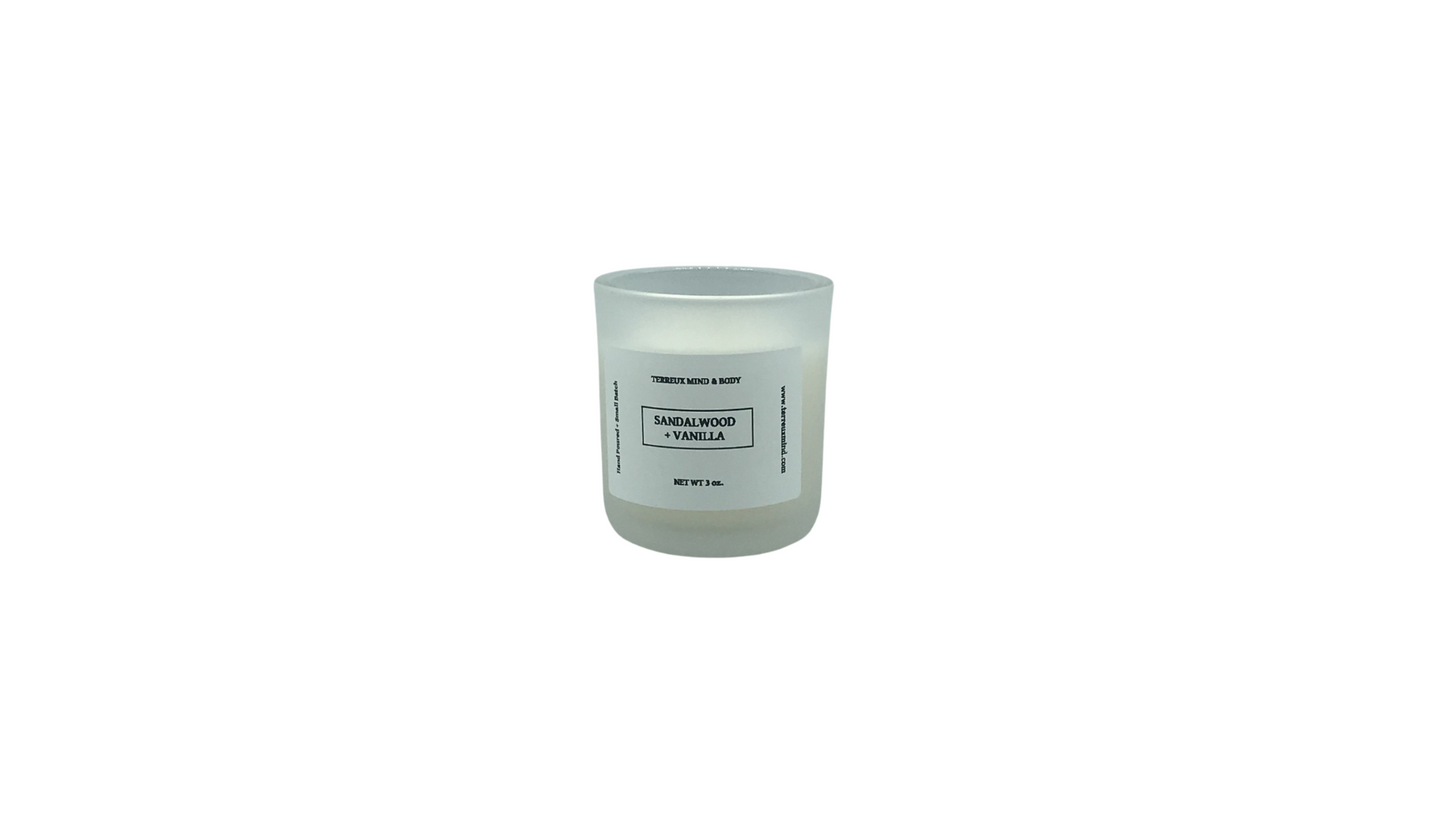 3.5 oz Soy Candle - Frosted Glass Jar, 5 scents | Terreux Mind