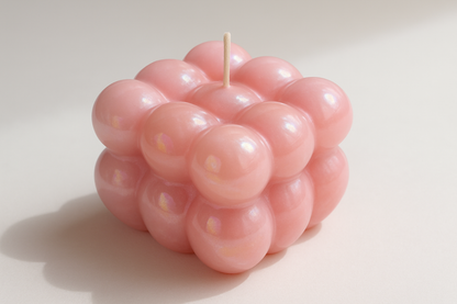 pink bubble candle